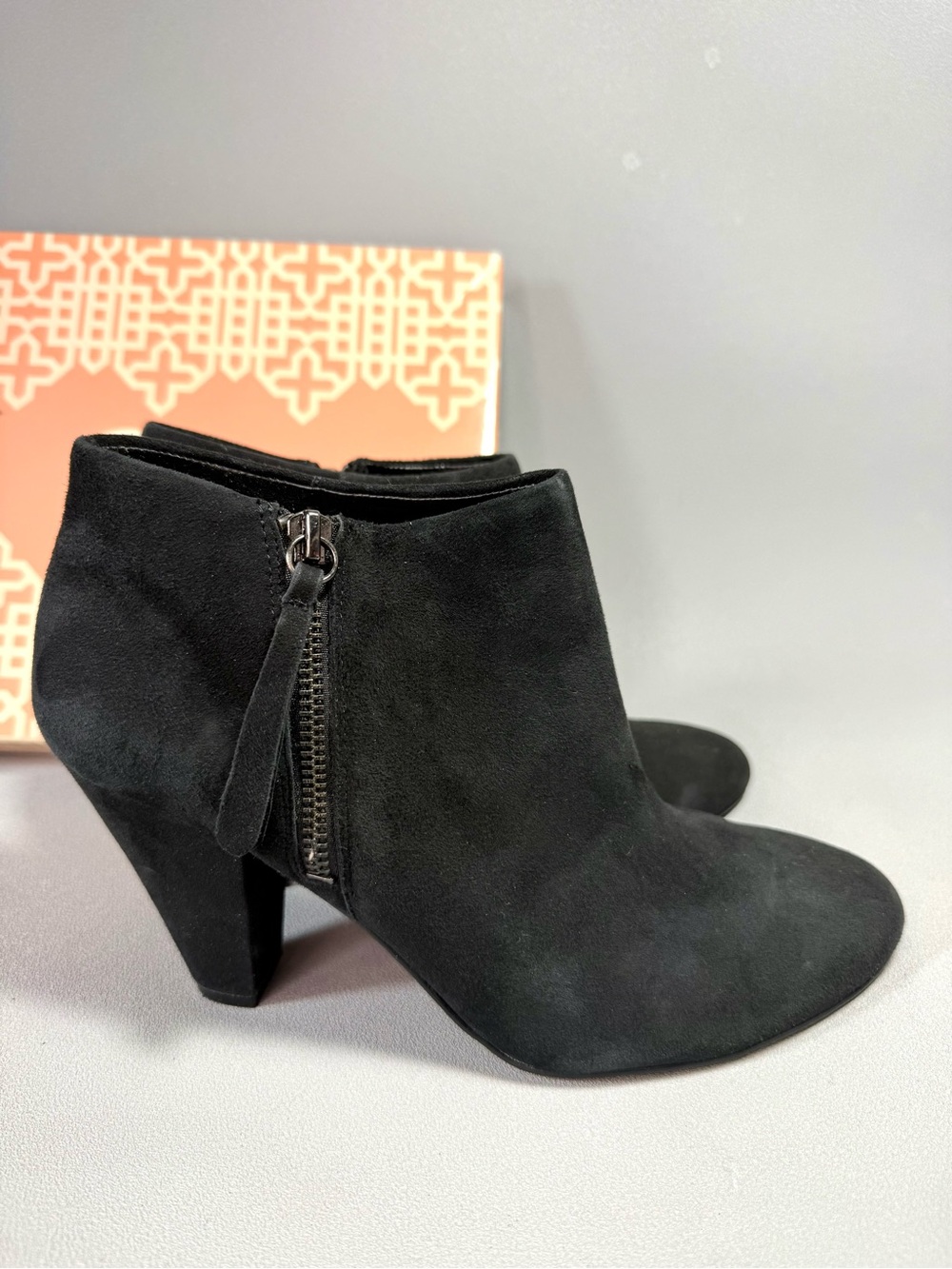 Gianni Bini Black Suede Side Zip Ankle Boots